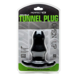 Perfect Fit Double Tunnel Plug Noir Large12 x 7 cm